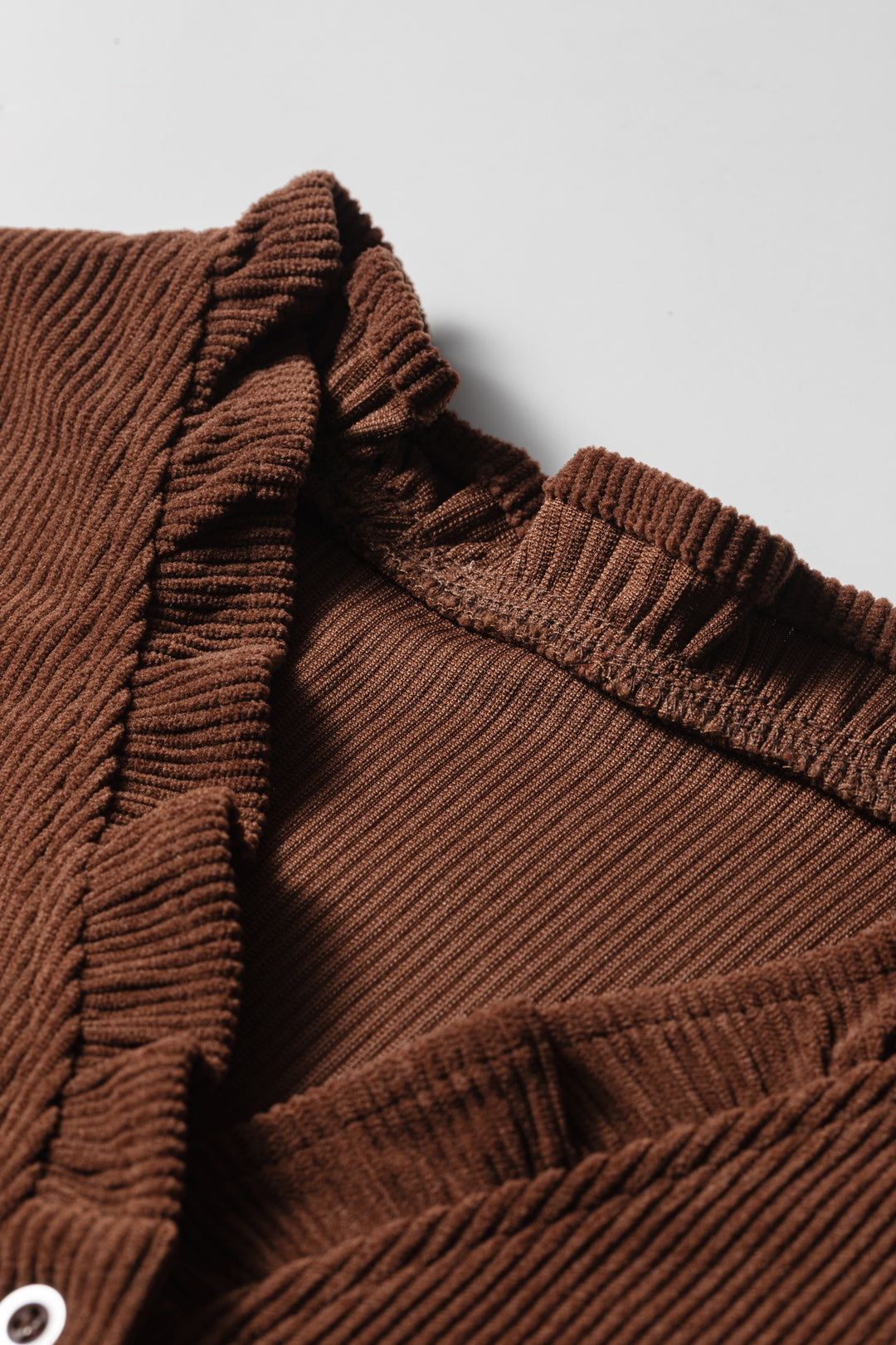 Coffee Solid Color Long Sleeve Button Corduroy Shakcet