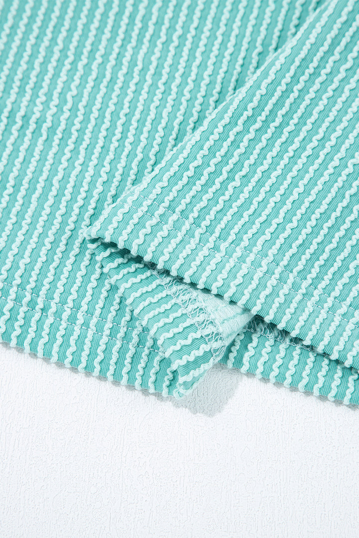 Multicolour Twisted Ribbed Knit Colorblock Henley Top