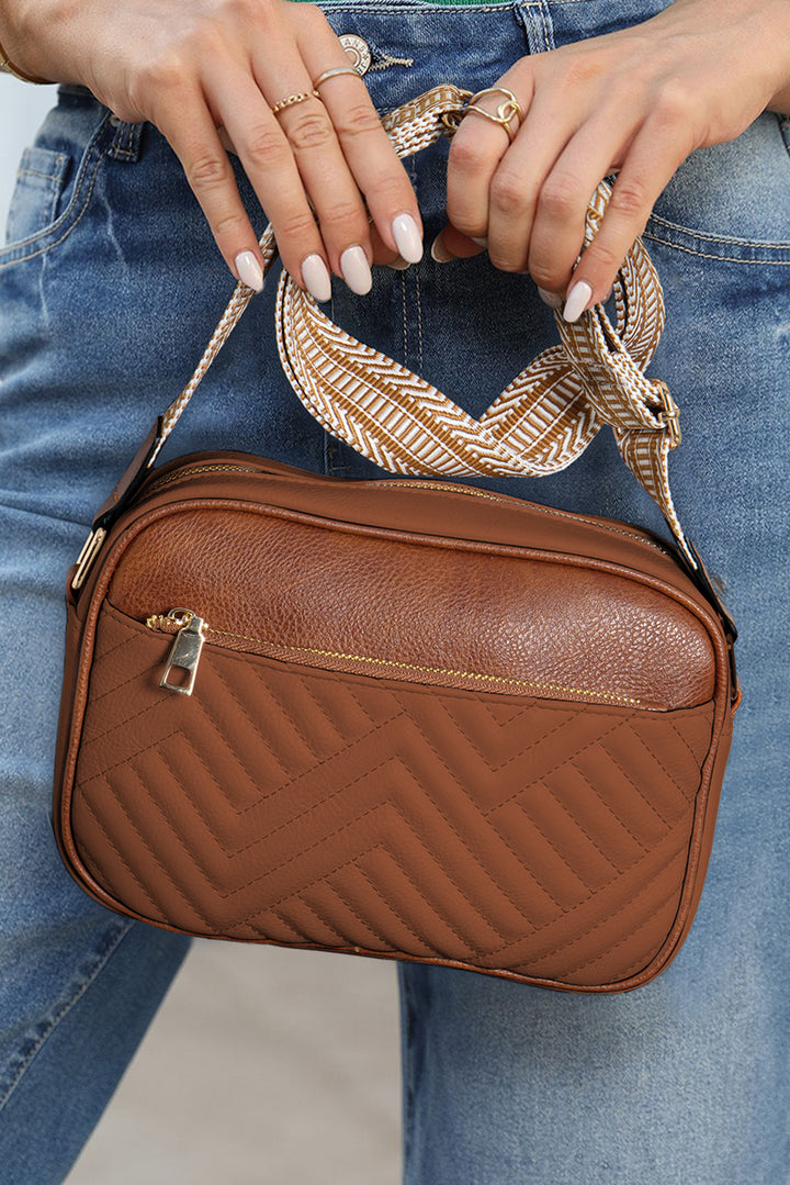 Quilted Faux Leather Crossbody Bag 22*6*16cm