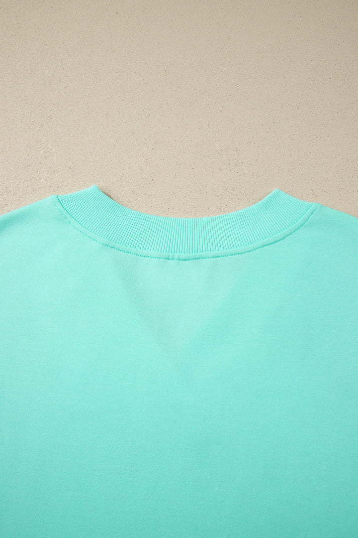 Mint Green V Neck Short Sleeve Top Drawstring Shorts 2pcs Set