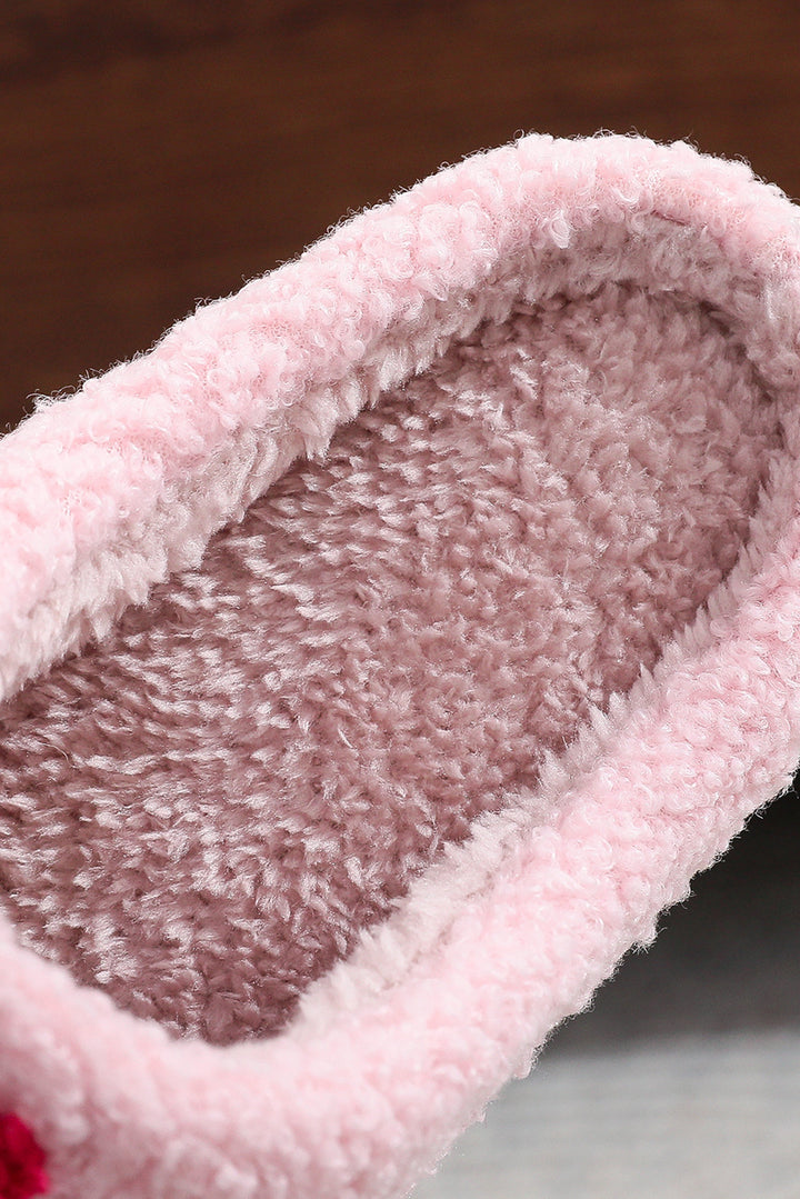 XO XO Glitter Trim Letter Patched Plush House Slippers