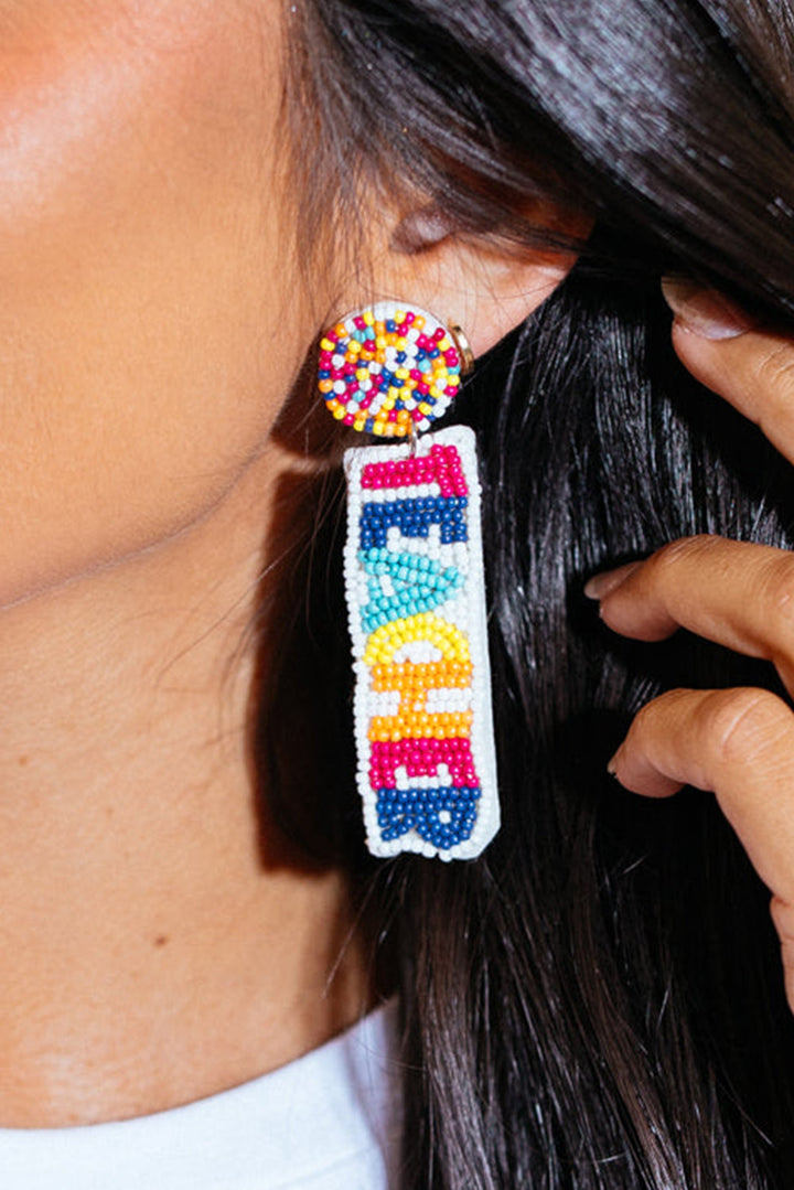 TEACHER Rice Bead Dangle Earrings