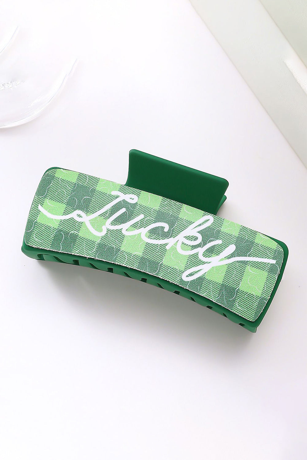 St. Patricks Plaid Lucky Pattern Claw Clip