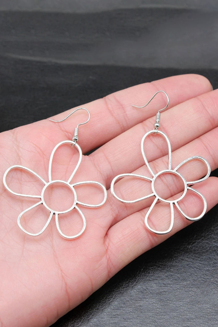 Boucles d'oreilles crochet en alliage à fleurs creuses