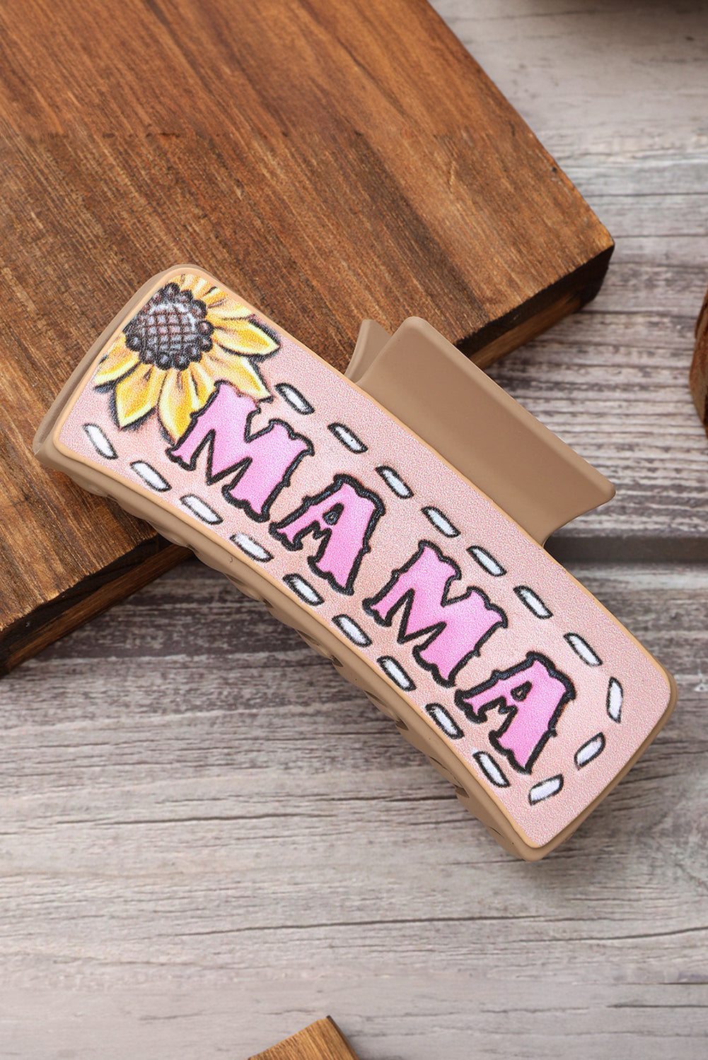 Grande pince à cheveux MAMA à imprimé tournesol