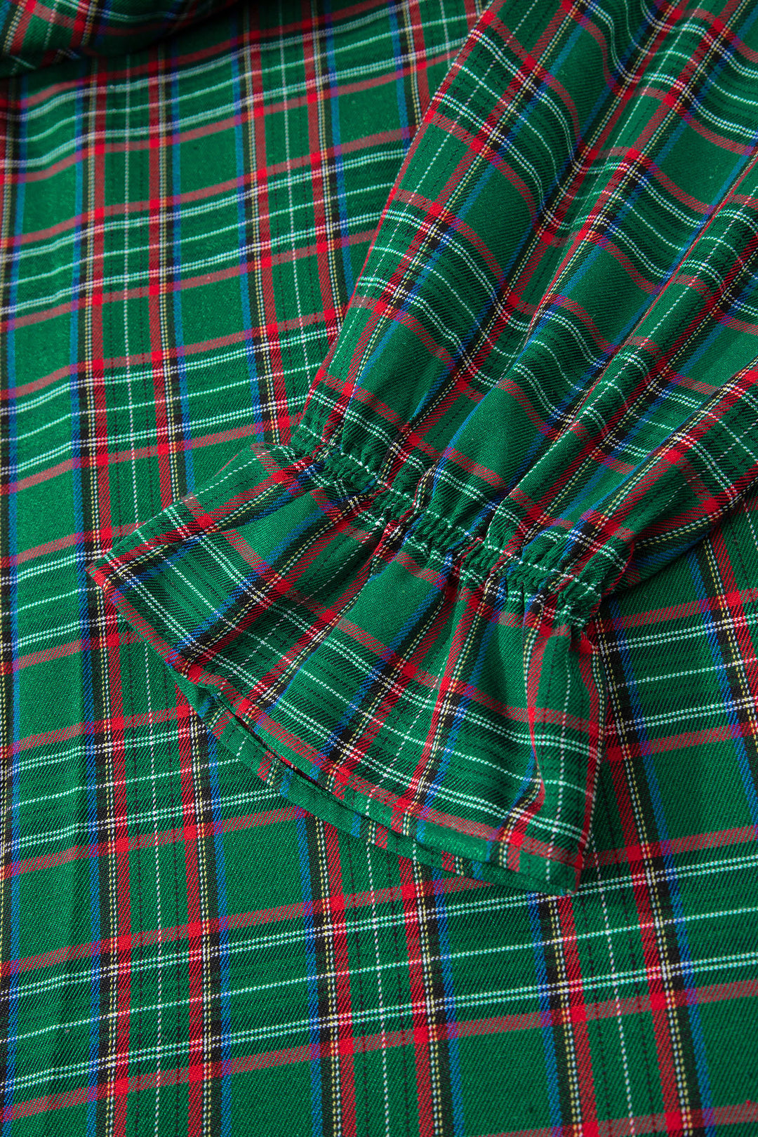 Green Tartan Plaid Square Neck Knot Waist Flared Midi Dress