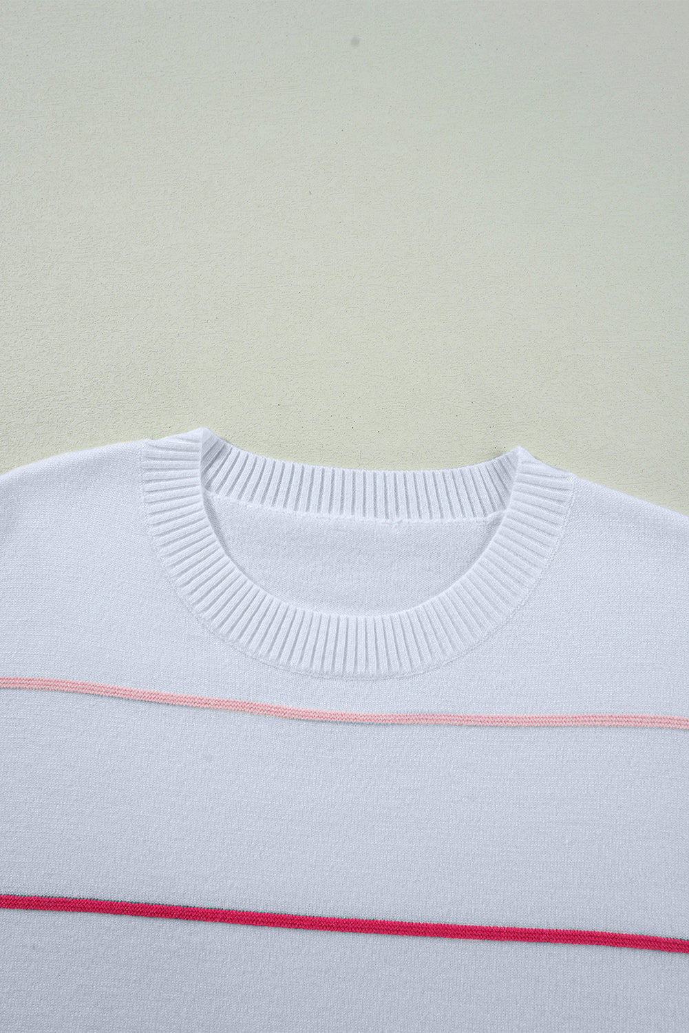 Beau Blue Colorblock Striped Half Sleeve Drop Shoulder Sweater