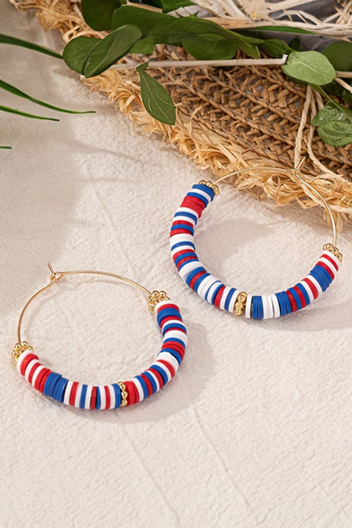Boucles d'oreilles créoles à perles inspirées du drapeau américain