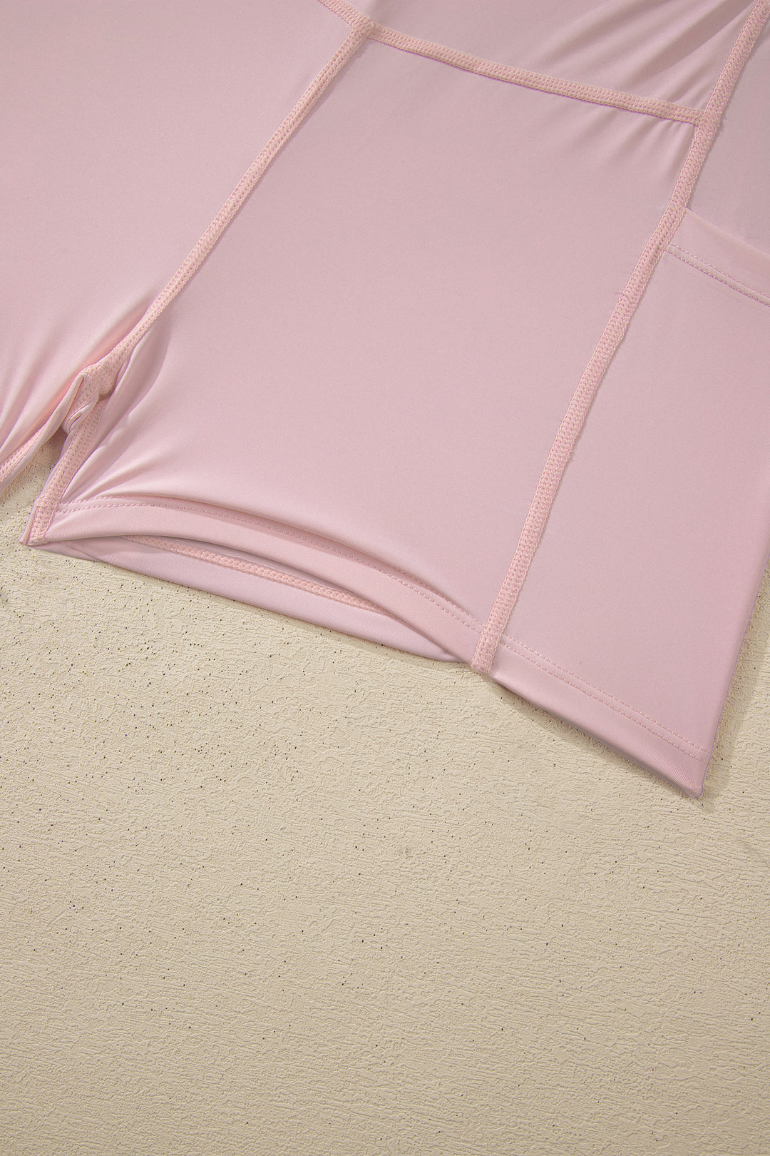 Pink Solid Color Tunic Tank Dress Athletic Shorts Two Piece Set