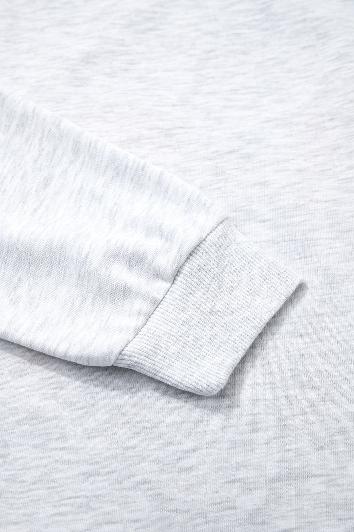 Light Grey Embroidered Football Bow Back Long Sleeve Sweatshirt