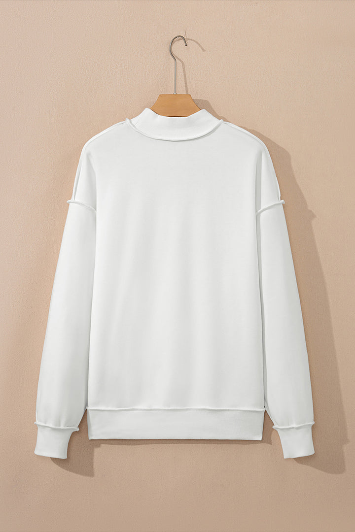 Oversize Drop Shoulder Reversible Mock Neck Sweatshirt