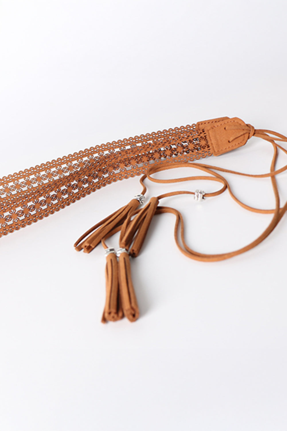 Boho-Taillengürtel zum Selbstbinden mit Quaste und Häkelarbeit 
