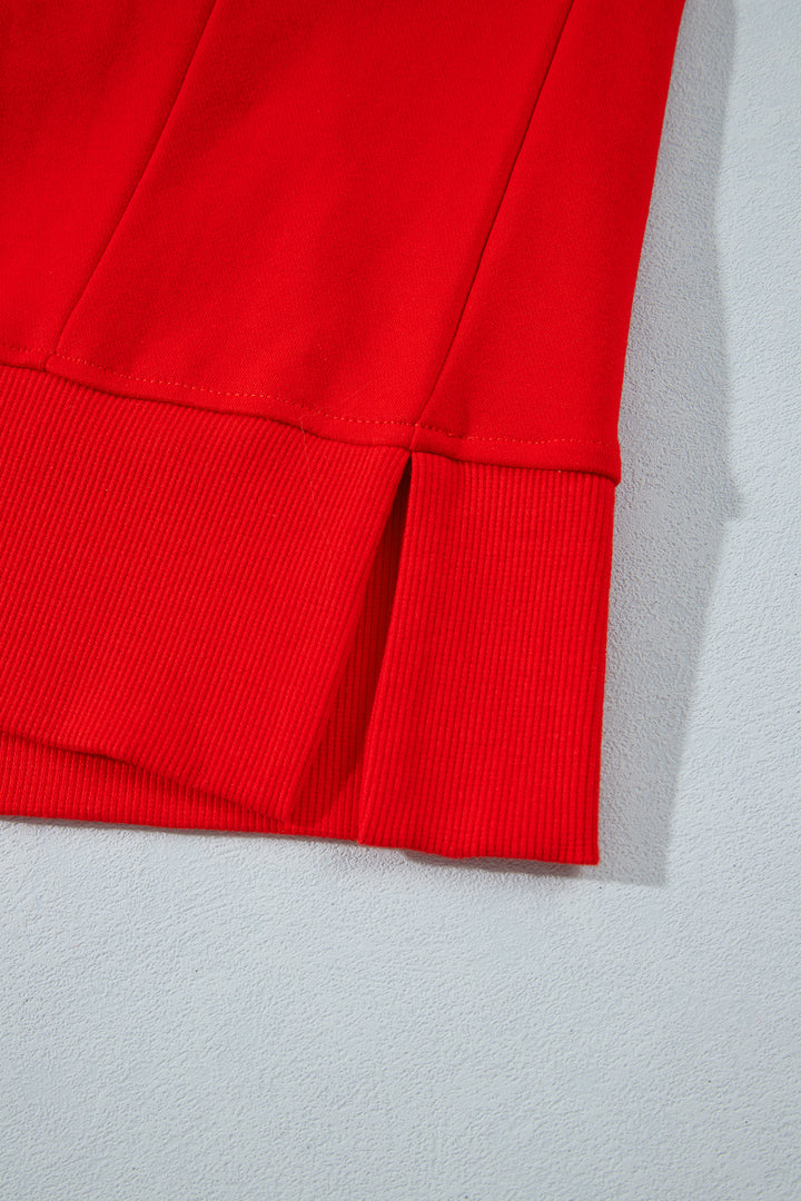 Fiery Red Patch Embroidery Star Plus Size Sweatshirt