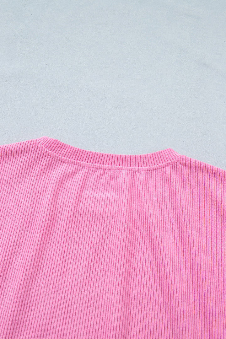 Bonbon Sweet Girl Embroidered Graphic Rib Textured Top