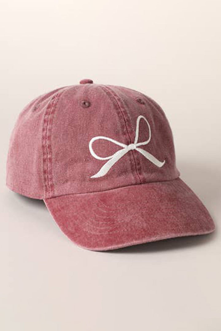 Denim-Baseballkappe mit bestickter Schleife und Knoten