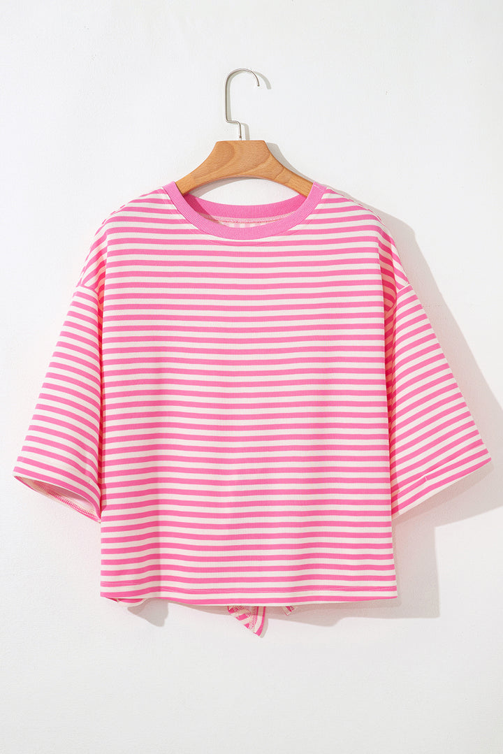 T-shirt ample à manches larges et découpes dans le dos avec nœud papillon