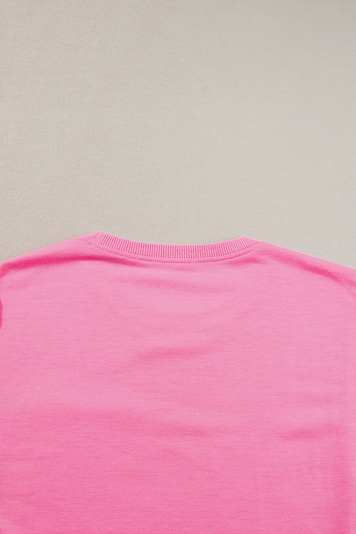 Bonbon Exposed Seam Chest Pocket Split Loose T Shirt