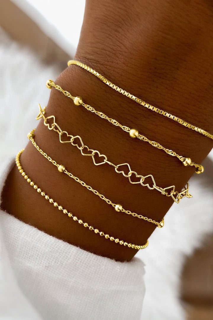 Mehrlagiges herzförmiges Plättchen-Kettenarmband