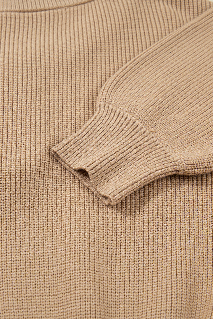 Pearl Embellished Keyhole Ribbed Sweater Dress