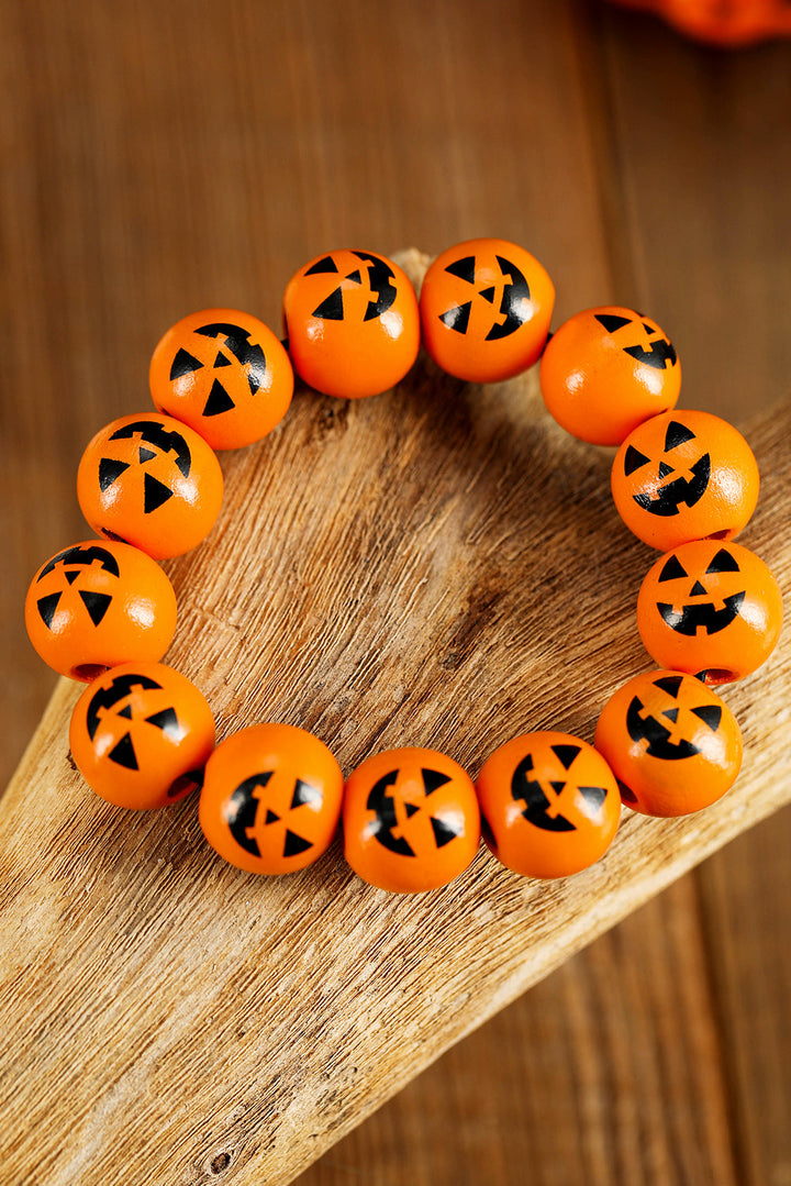 Bracelet de perles en forme de visage de citrouille d'Halloween