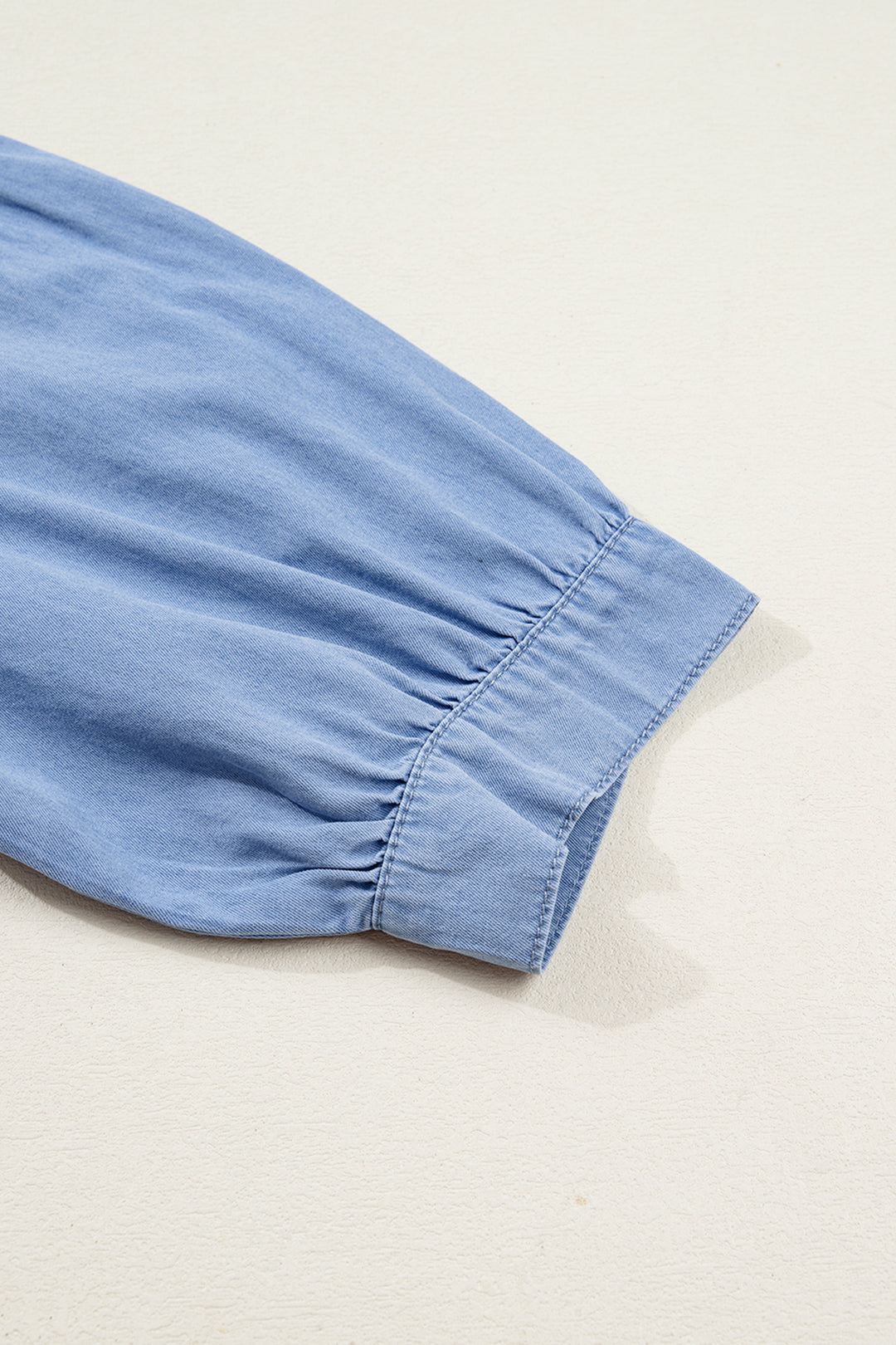 Washed Drop Shoulder Bracelet Sleeve Chambray Shirt