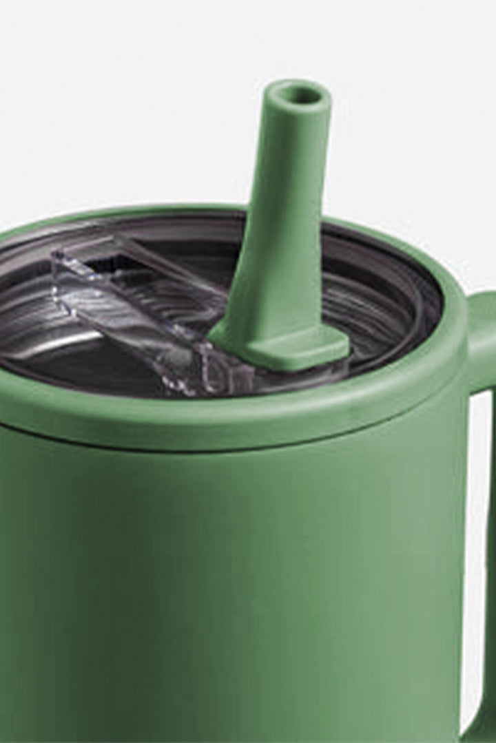 Grande tasse à vide avec poignée en acier inoxydable givré et paille 40 oz
