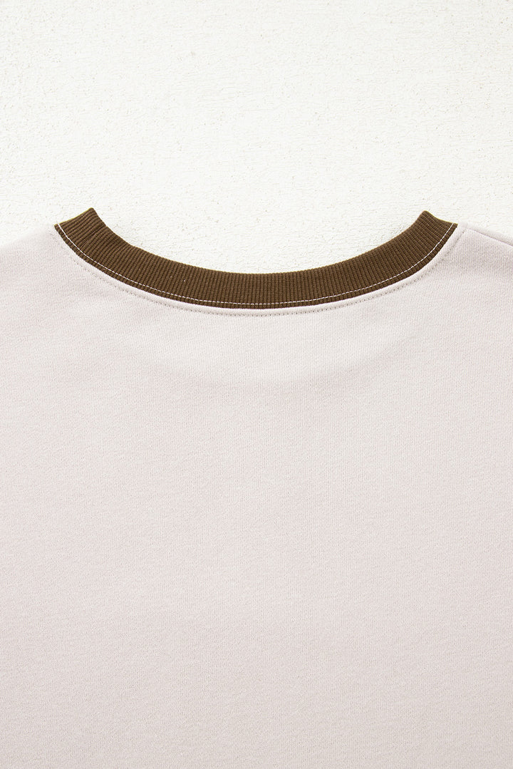 Parchment Striped Colorblock Patchwork Drop Shoulder Sweatshirt