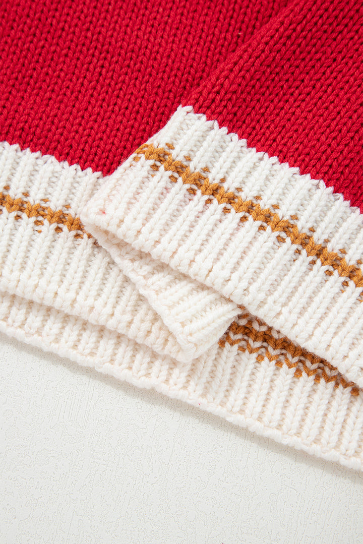 MERRY Color Block Edge Drop Shoulder Cozy Sweater