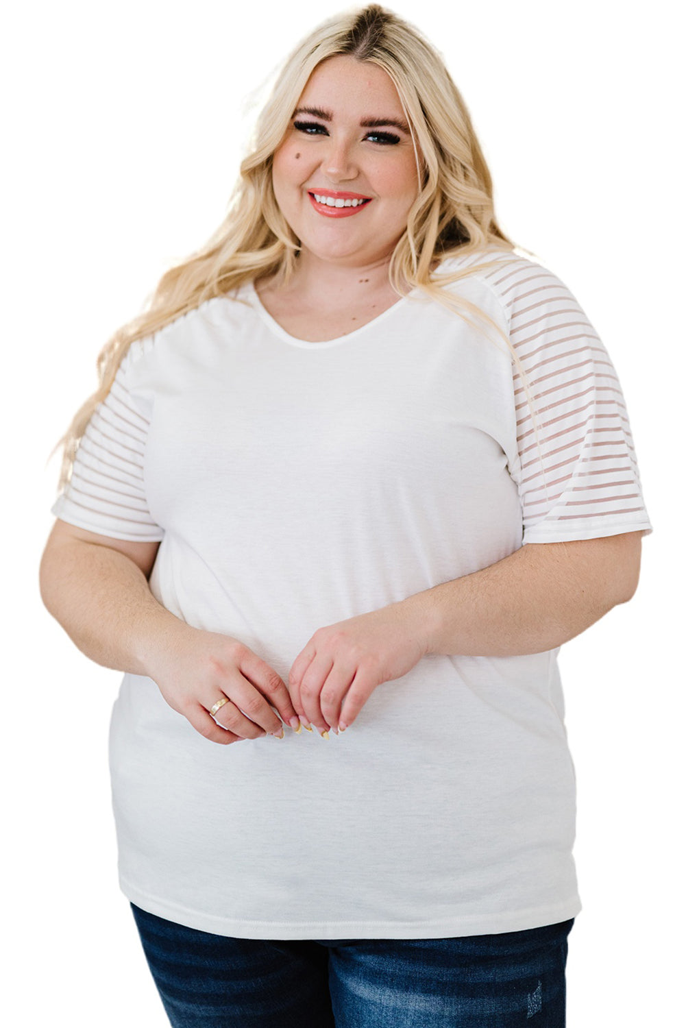 Striped Raglan Sleeve Plus Size Tee