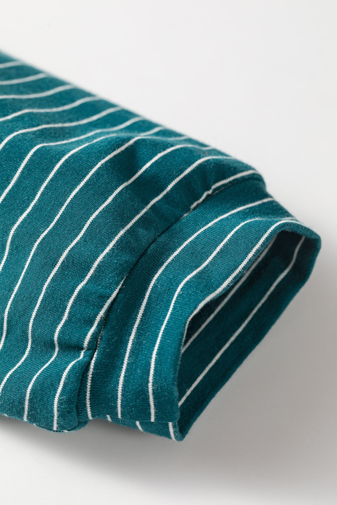 Green Stripe Dropped Shoulder Long Sleeve Top Elastic Waist Pants Casual 2pcs Set