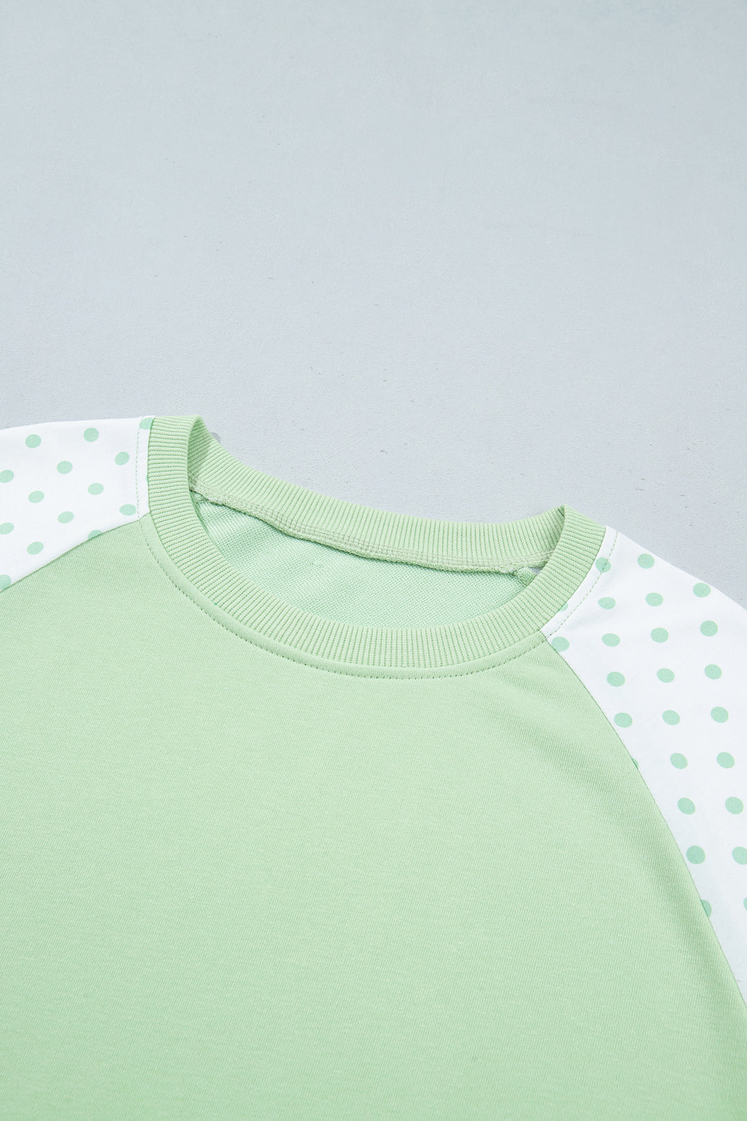 Green Polka Dot Patchwork Colorblock Long Sleeve Casual Two Piece Pants Set