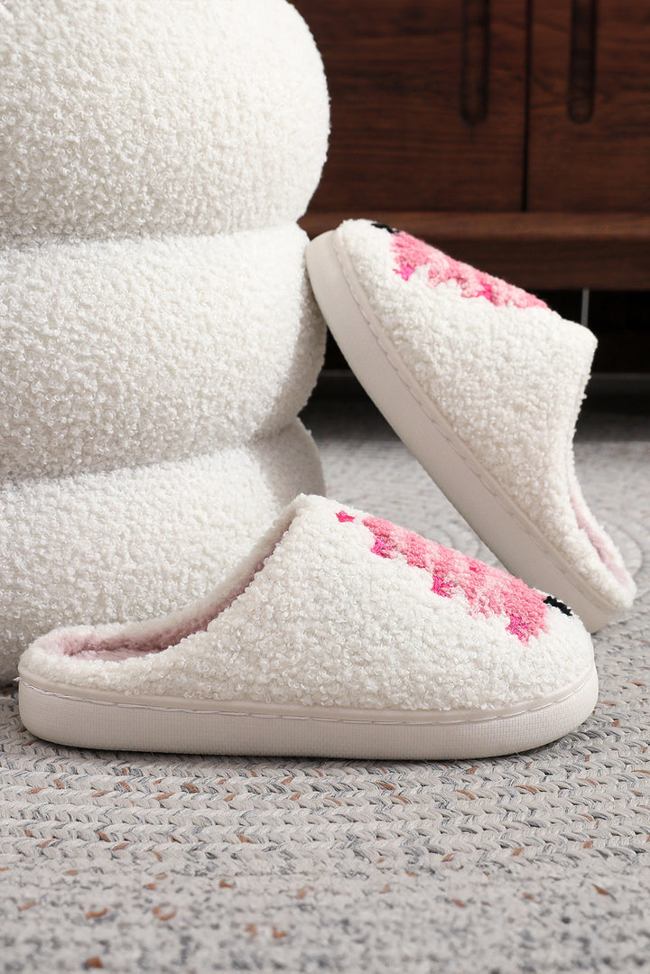Plush Christmas Tree Color Contrasted Liner House Slippers