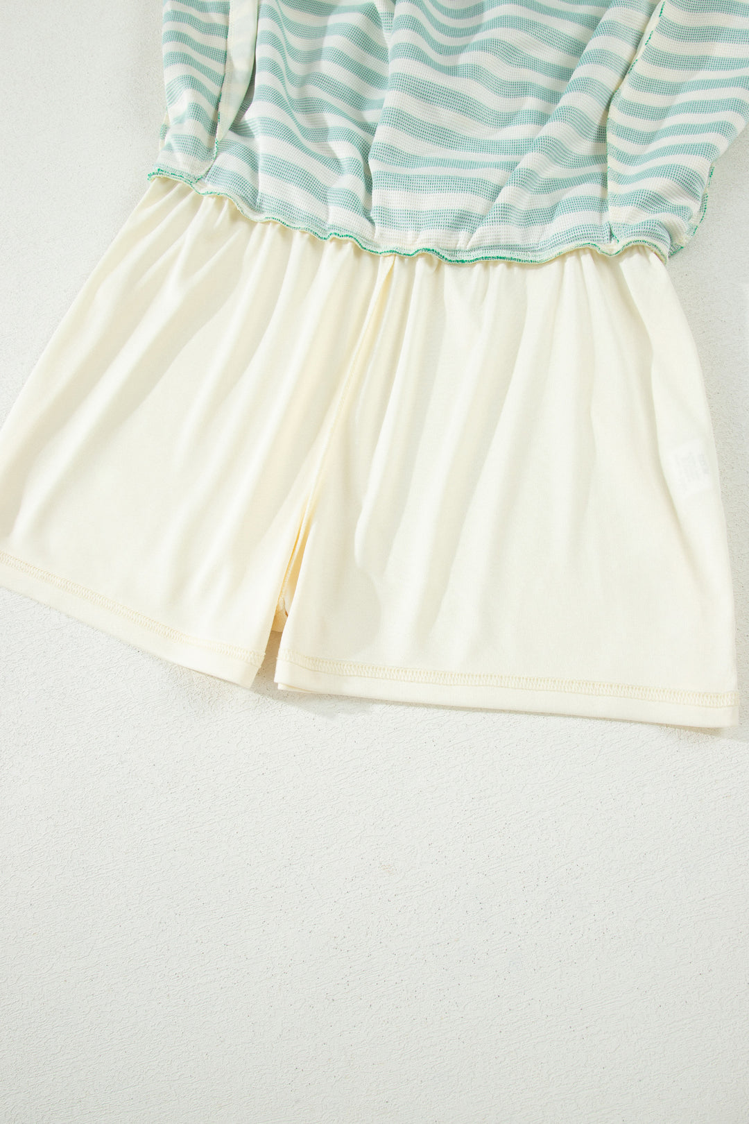 Bright Green Textured Stripe Print Zip Collar Sleeveless 2pcs Skort Set