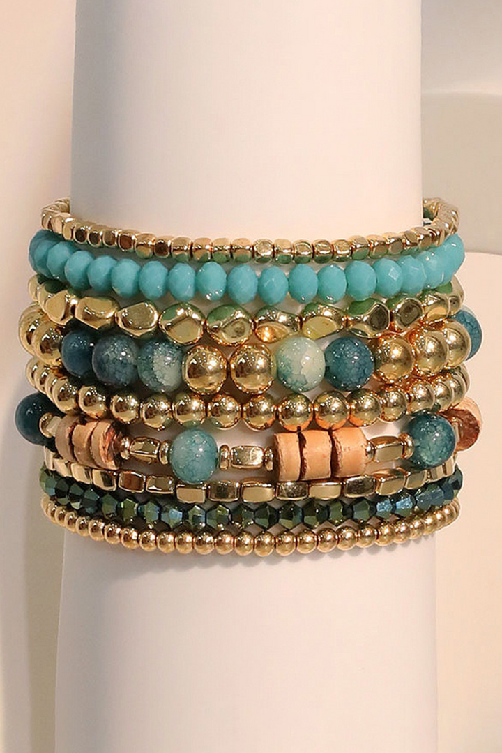Ensemble de bracelets élastiques multicouches en perles bohèmes