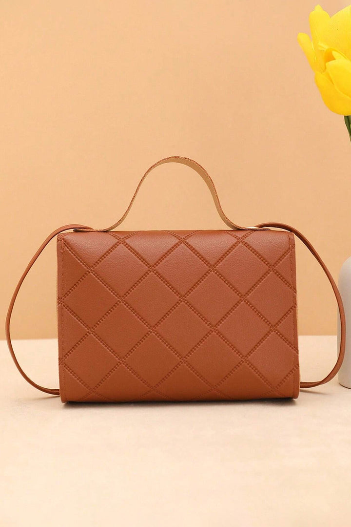 PU Leather Diamond Pattern Messenger Bag