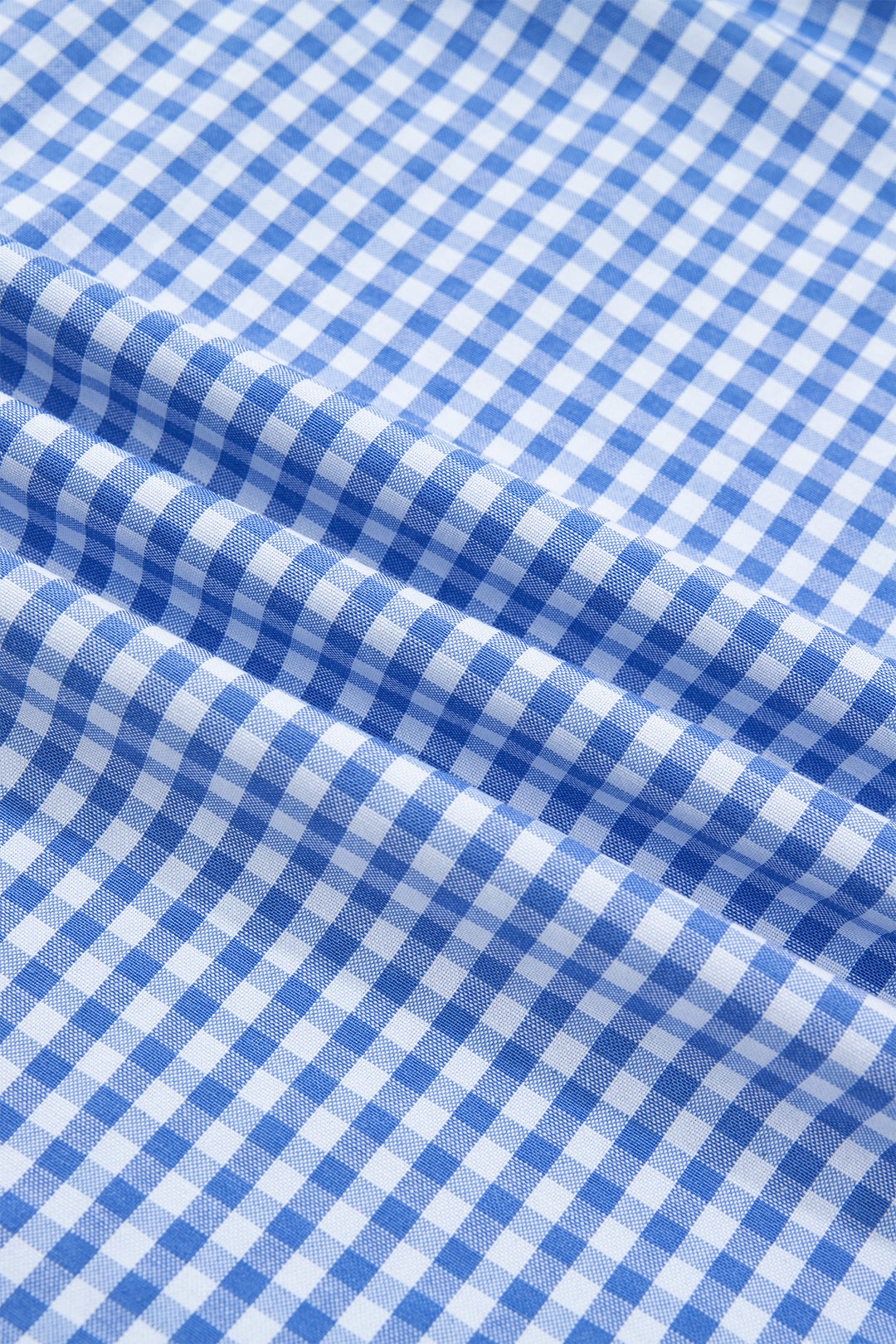 Sky Blue Summer Plaid V Neck Puff Sleeve Blouse
