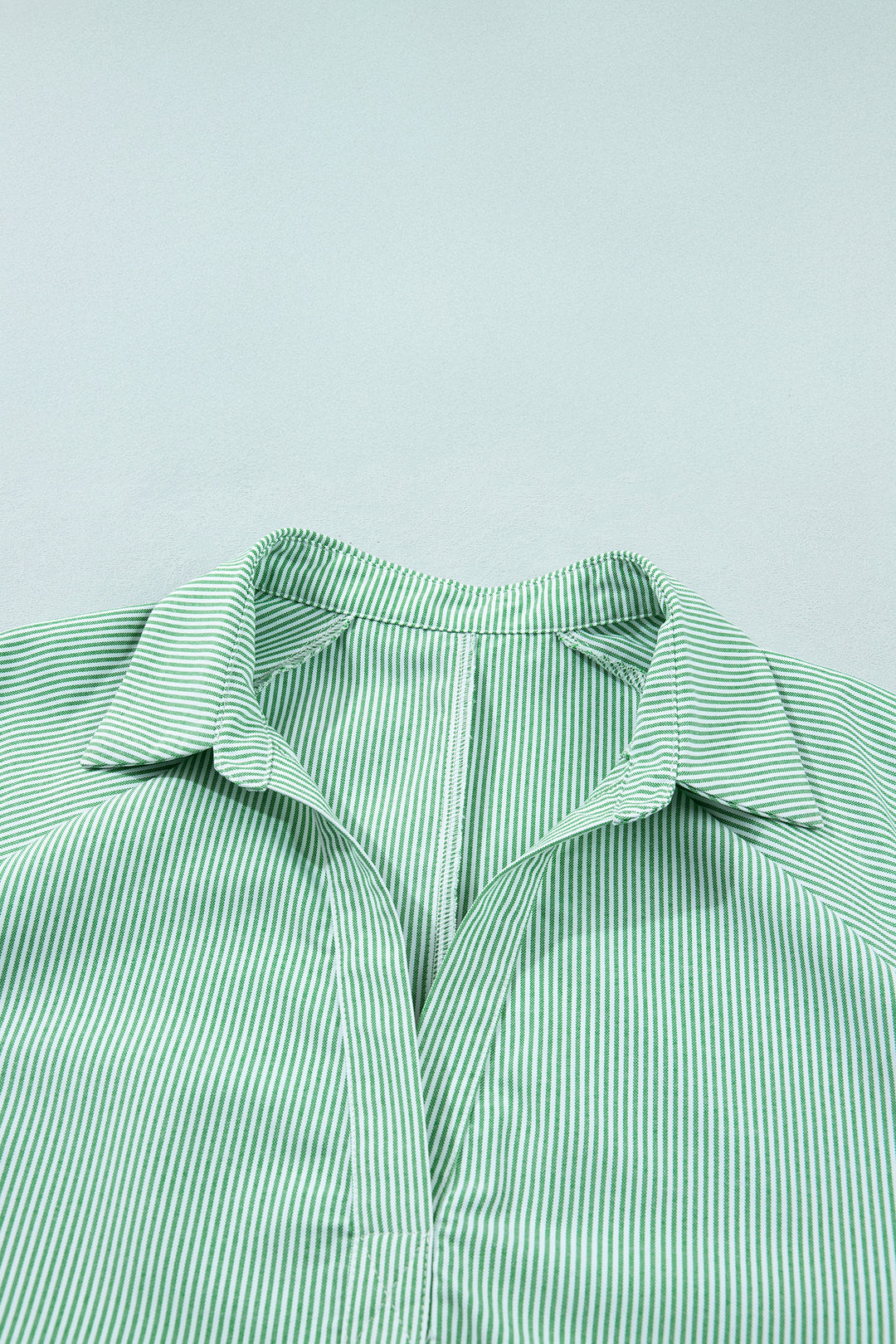 Mint Green Plus Size Striped Print Short Sleeve Blouse