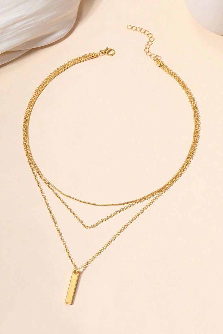 Collier chaîne réglable à plusieurs niveaux avec pendentif en barre