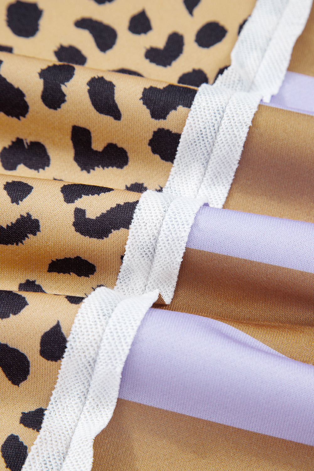 Purple Leopard Striped Patchwork Plus Size Loose Sweatshirt