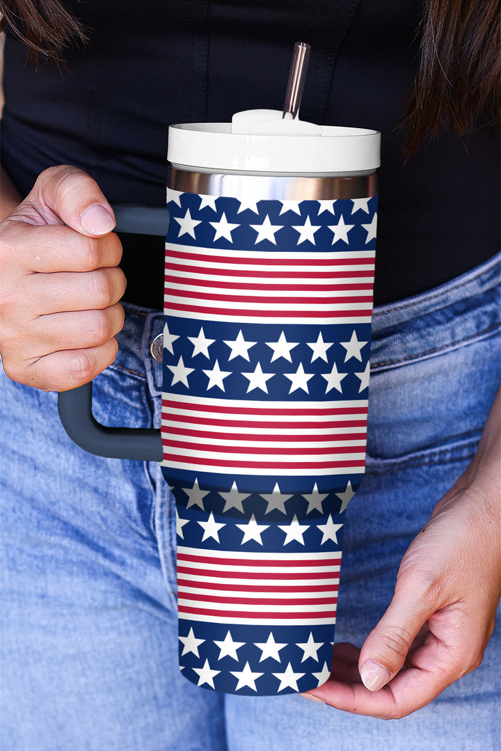 Tasse isotherme avec poignée et imprimé étoiles et rayures 40 oz