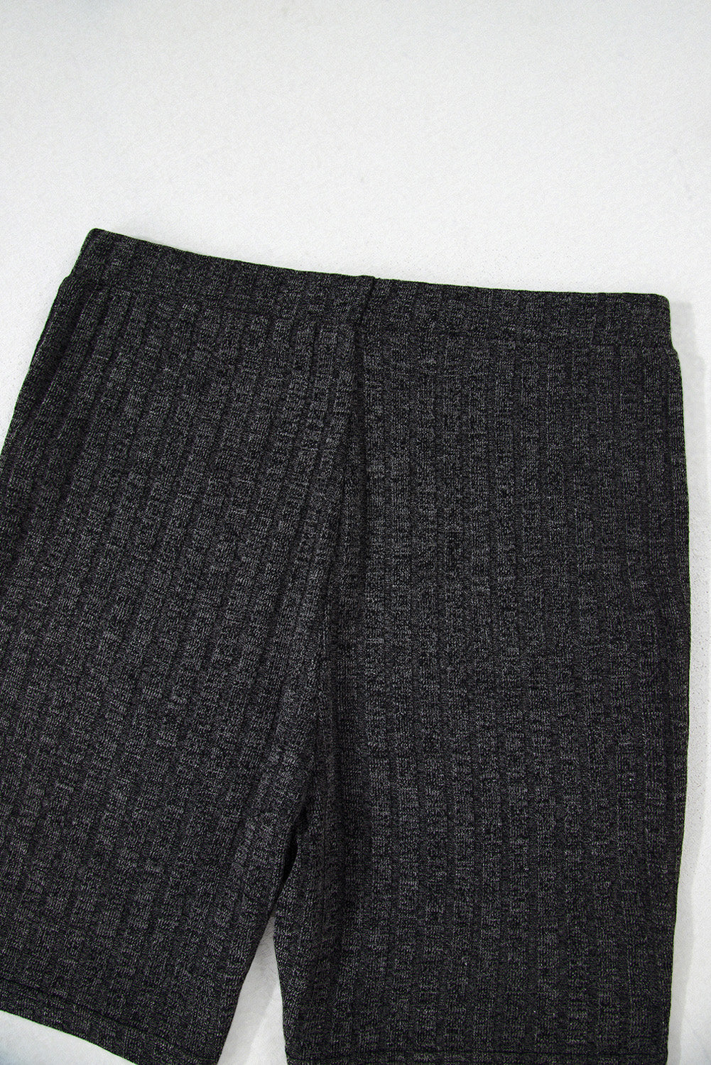 Black Soft Ribbed Loose Tee Slim Shorts 2pcs Sporty Set