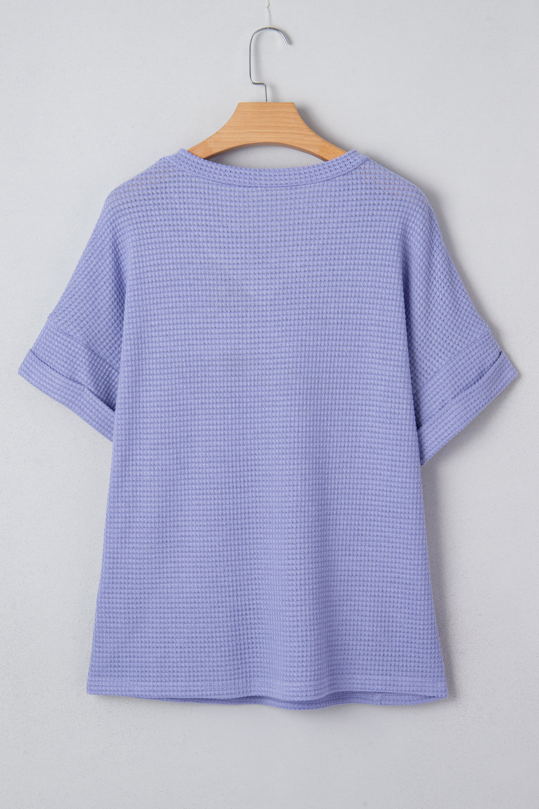 Waffle V Neck Short Sleeve Knit Top