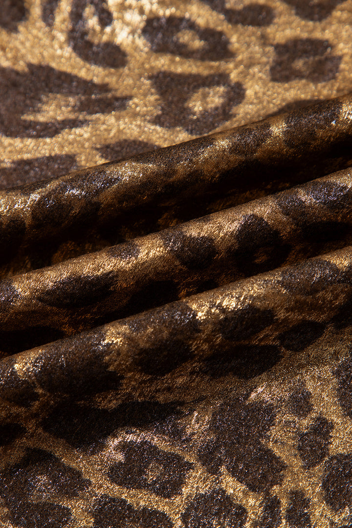 Multicolour Leopard Print Western Style Wide Leg Full Length Pants