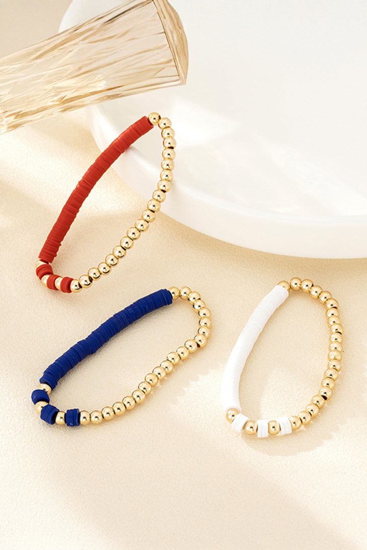 Bracelets triple couche de perles sur le thème du drapeau américain