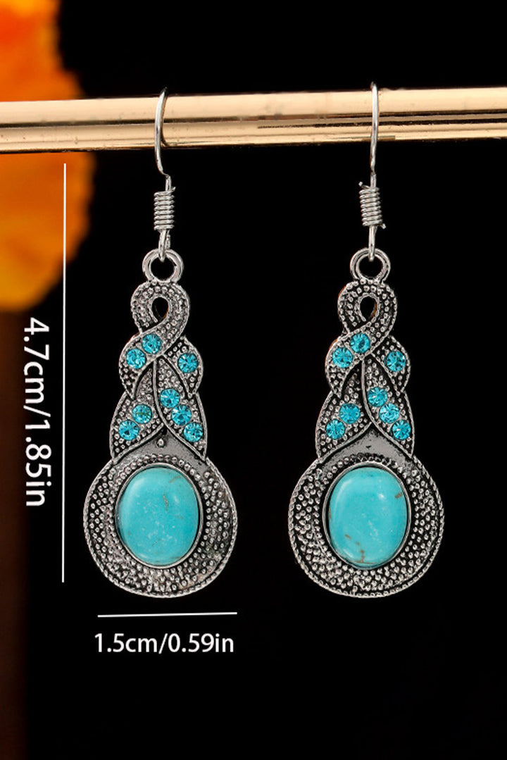 Western Turquoise Rhinestone Inlay Dangle Earrings