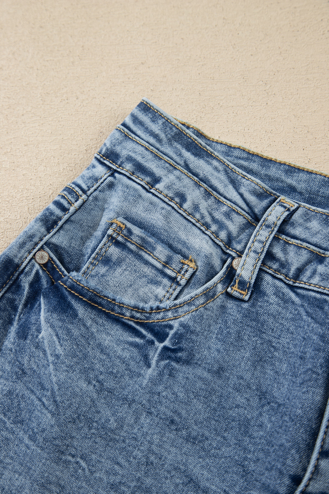 Fashion Beau Blue Acid Wash Pocket Detail Flare Jeans