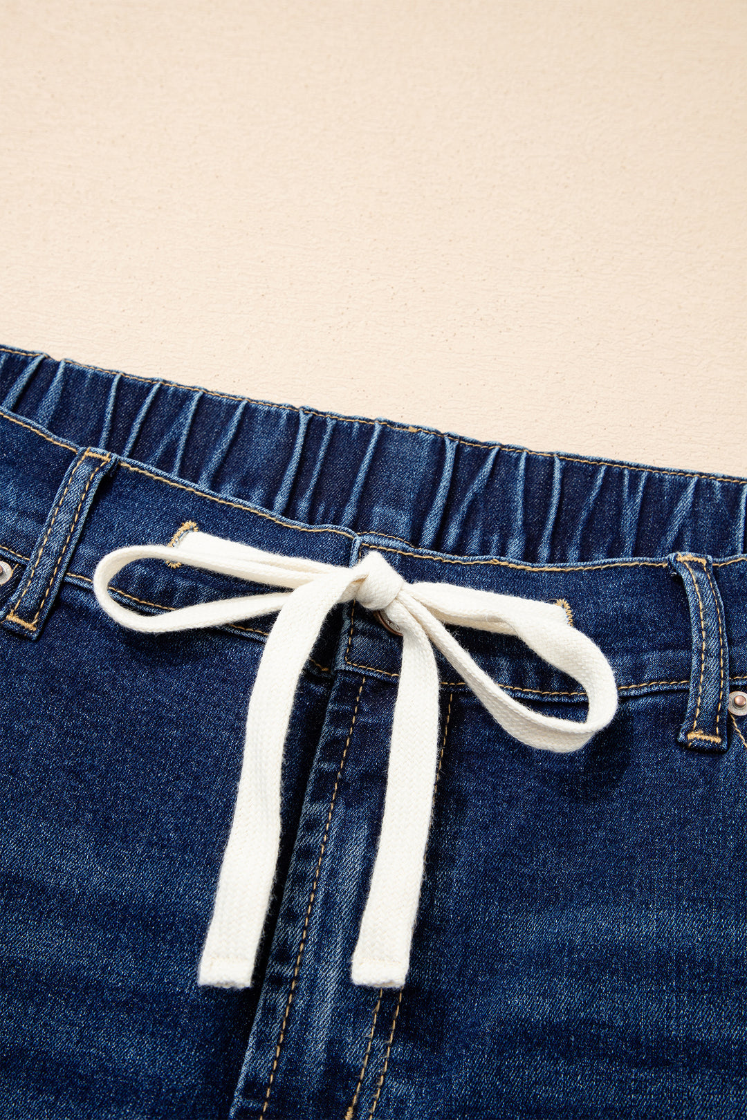 Blue Acid Wash Contrast Lace-up Plus Size Jeans