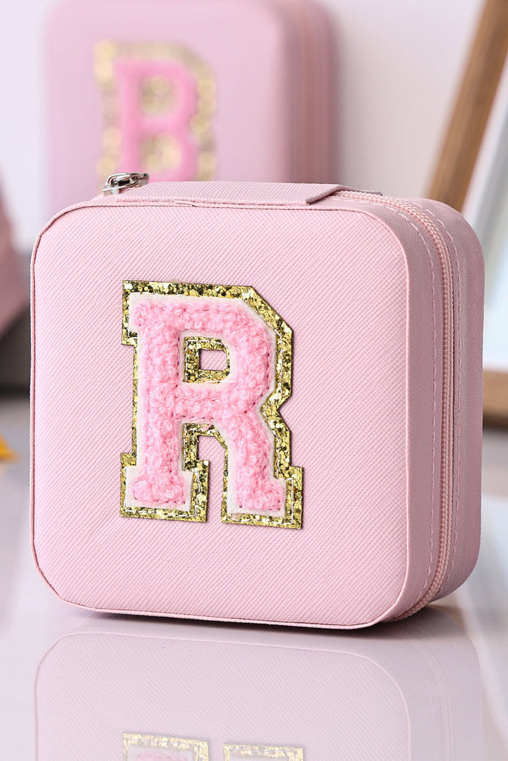 R Chenille Patch Jewelry Box with Mirror