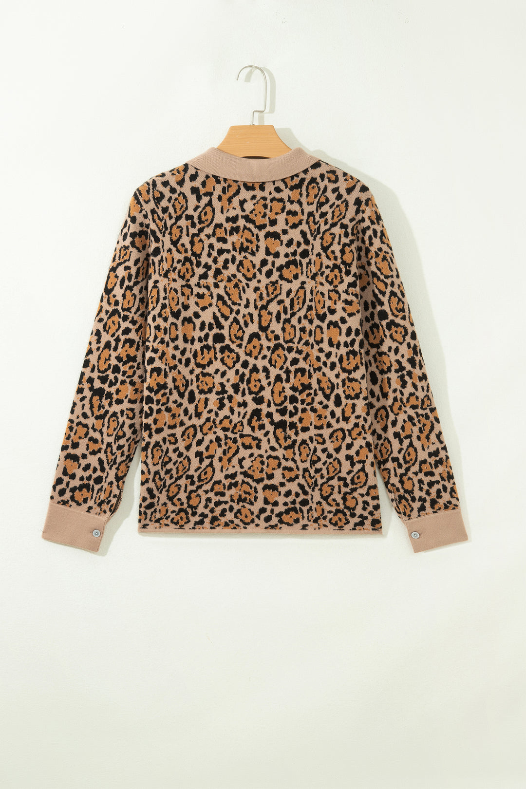 Brown Leopard Print Button-Up Long Sleeve Shirt Cardigans
