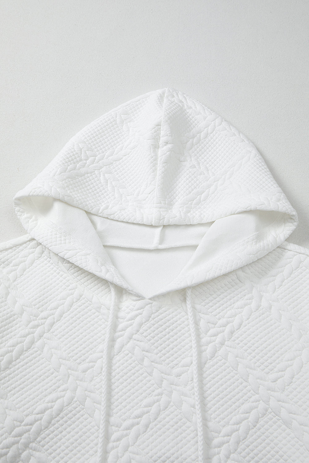 Cable Lattice Texture Kangaroo Pocket Hoodie